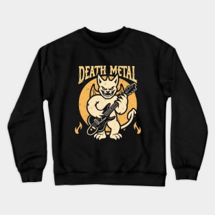 Death Metal Satanic Baphomet Cat playing guitar Crewneck Sweatshirt